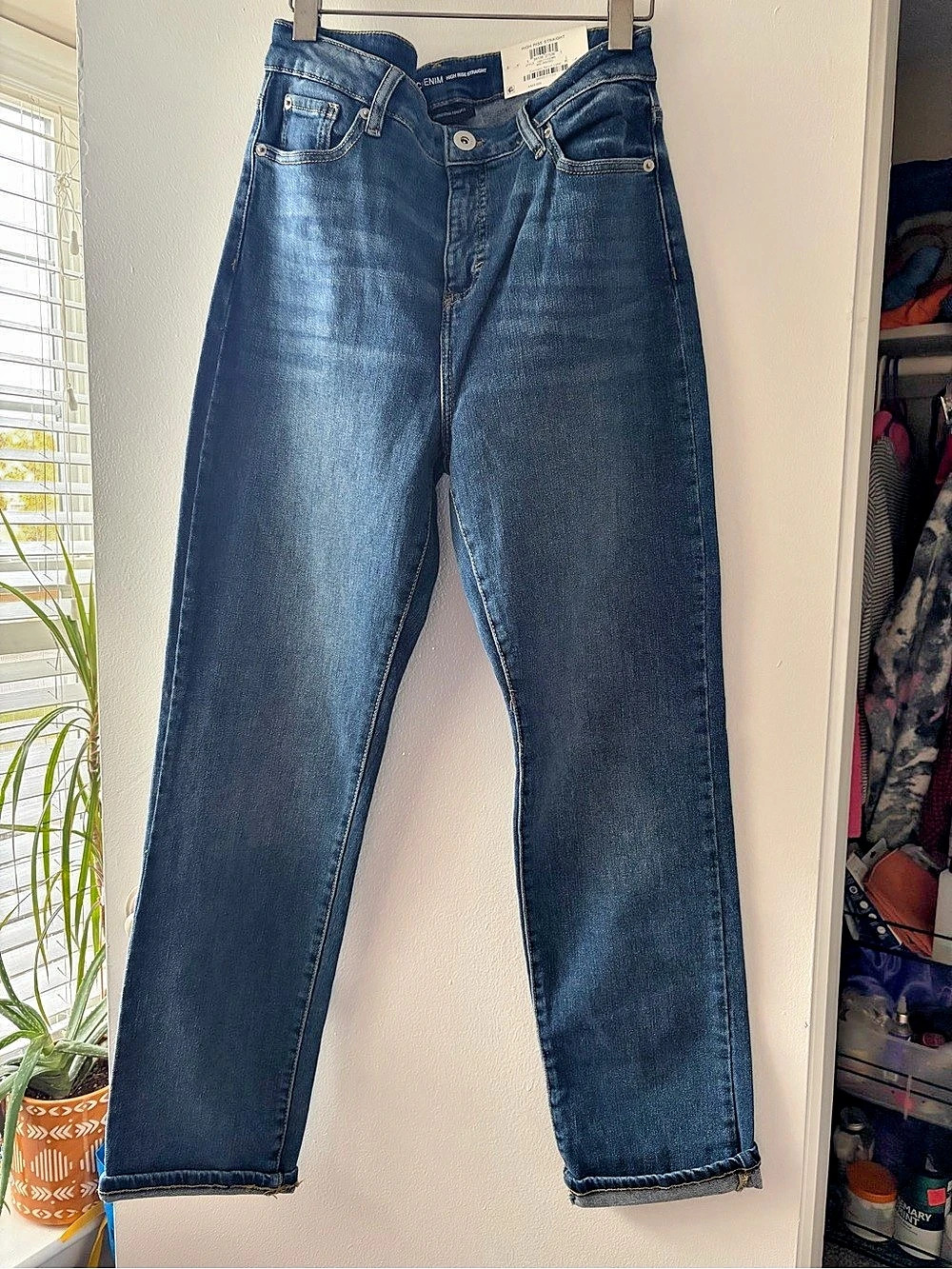 INC International Concepts High Rise Straight Jeans Blue Waist 10/30